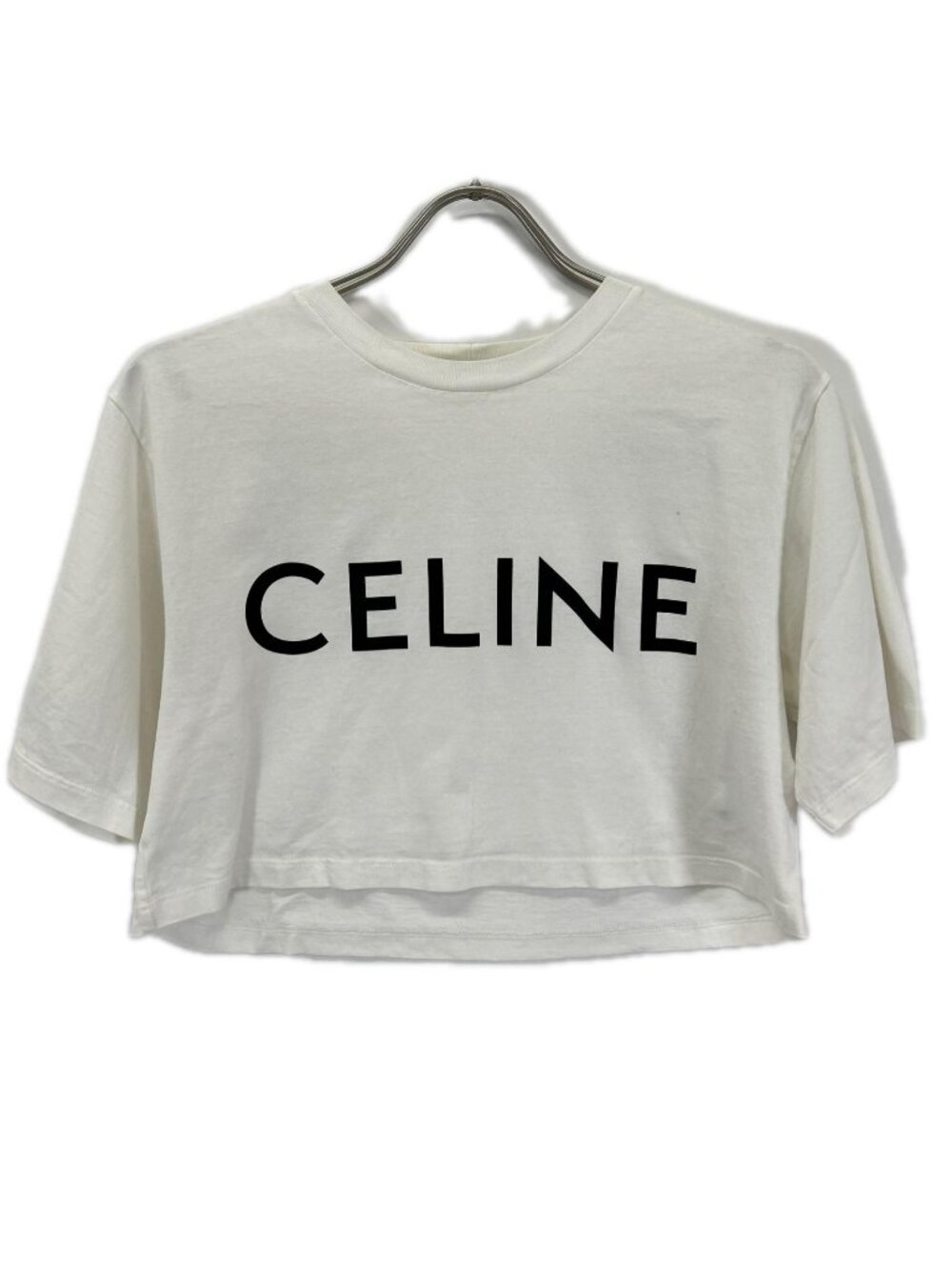 Celine White Cropped Length Short Sleeve T-Shirt XS